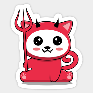 Cute cat in cute demon costume Sticker